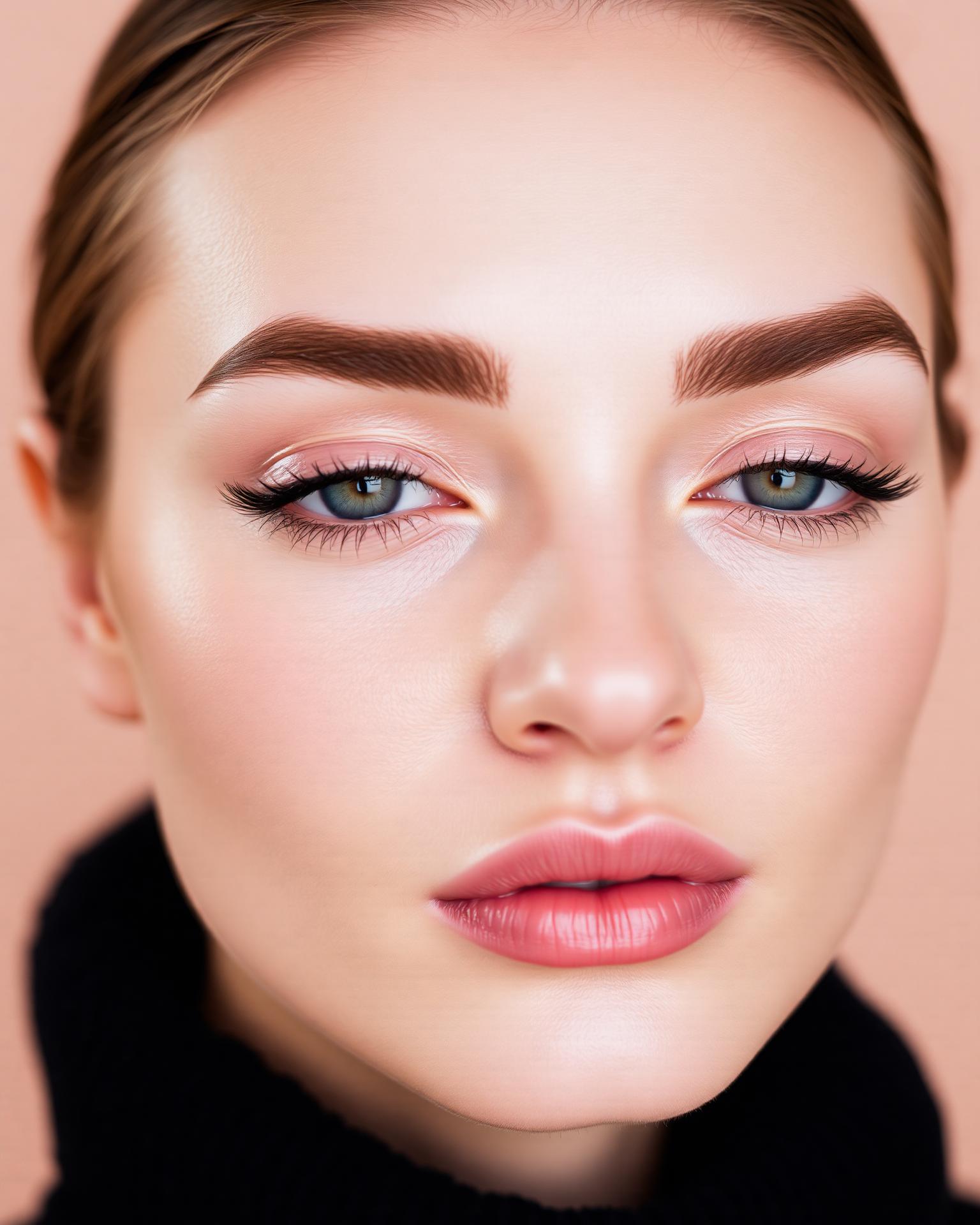 Close-up portrait of perfectly groomed eyebrows